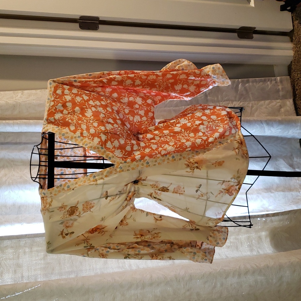 Cato Floral Blouse in Cream and Orange